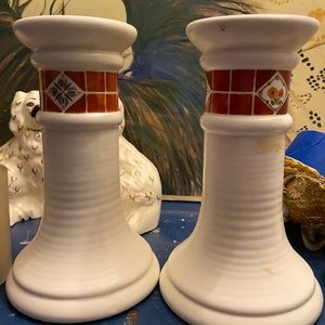 Treasure craft pottery candle stick holders
